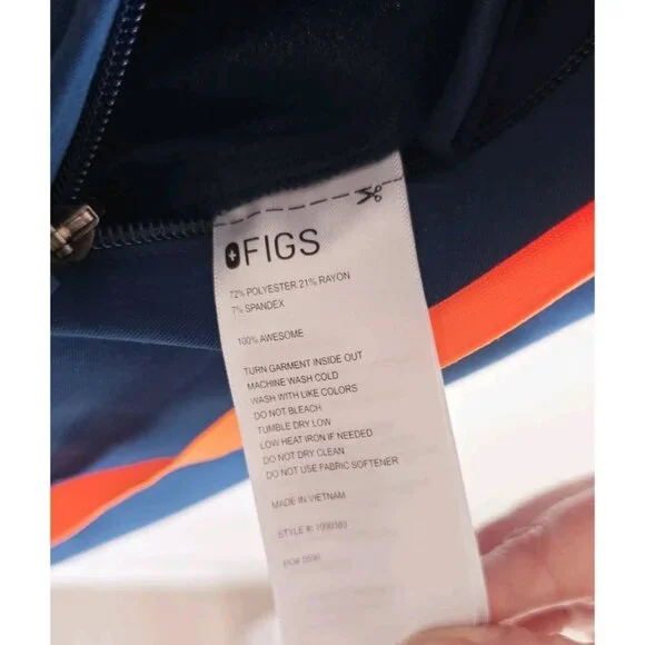 FIGS Rafaela Cargo Scrub Jumpsuit Deep Reef Blue Orange L Large Short Sleeves - Picture 8 of 10